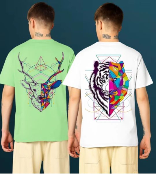 Graphic Print Men Multicolor T-Shirt (Pack of 2)