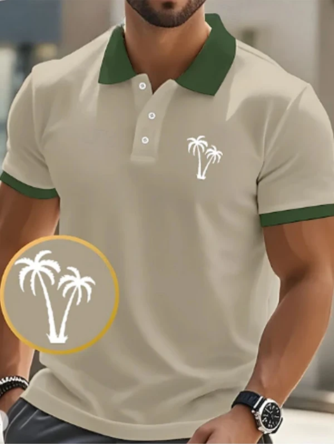 Solid Men Beige T-Shirt